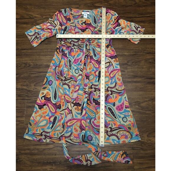 VTG Lilly Pulitzer‎ Size 2 Orange Blue Pink Paisley Silk V-neck Tie Back Dress - Picture 4 of 7